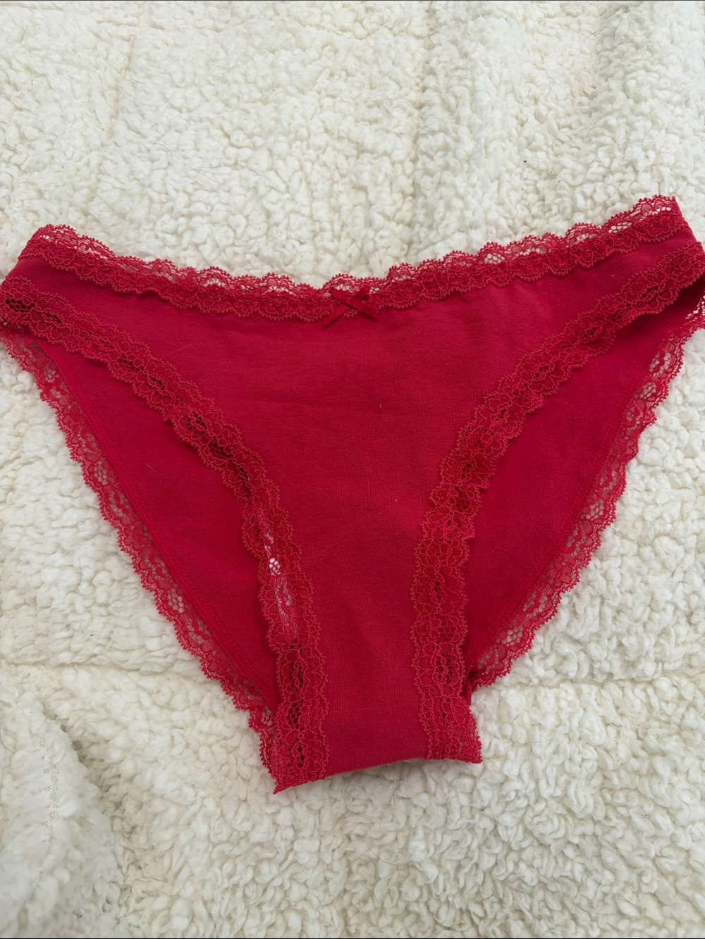 Brandy Melville Red Lace-Trim Bikini Panty